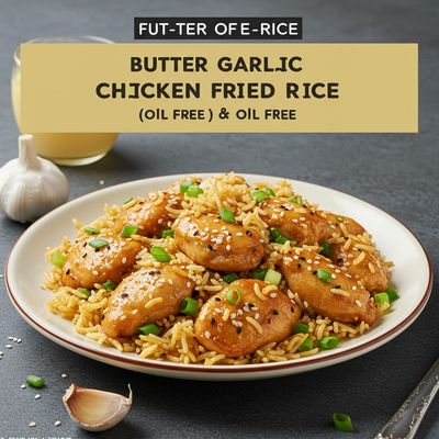 Butter Garlic Chicken Fried Rice (Oil Free)
